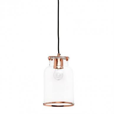 Copper-Rimmed Glass Pendant